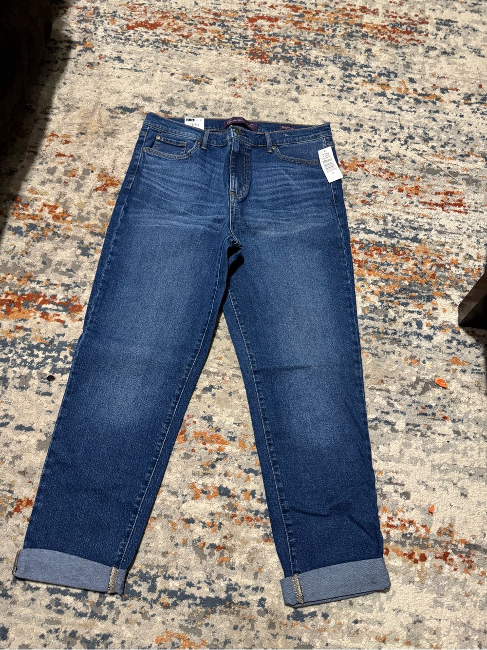 Gloria Vanderbilt Boyfriend Jeans in Dark Blue Wash